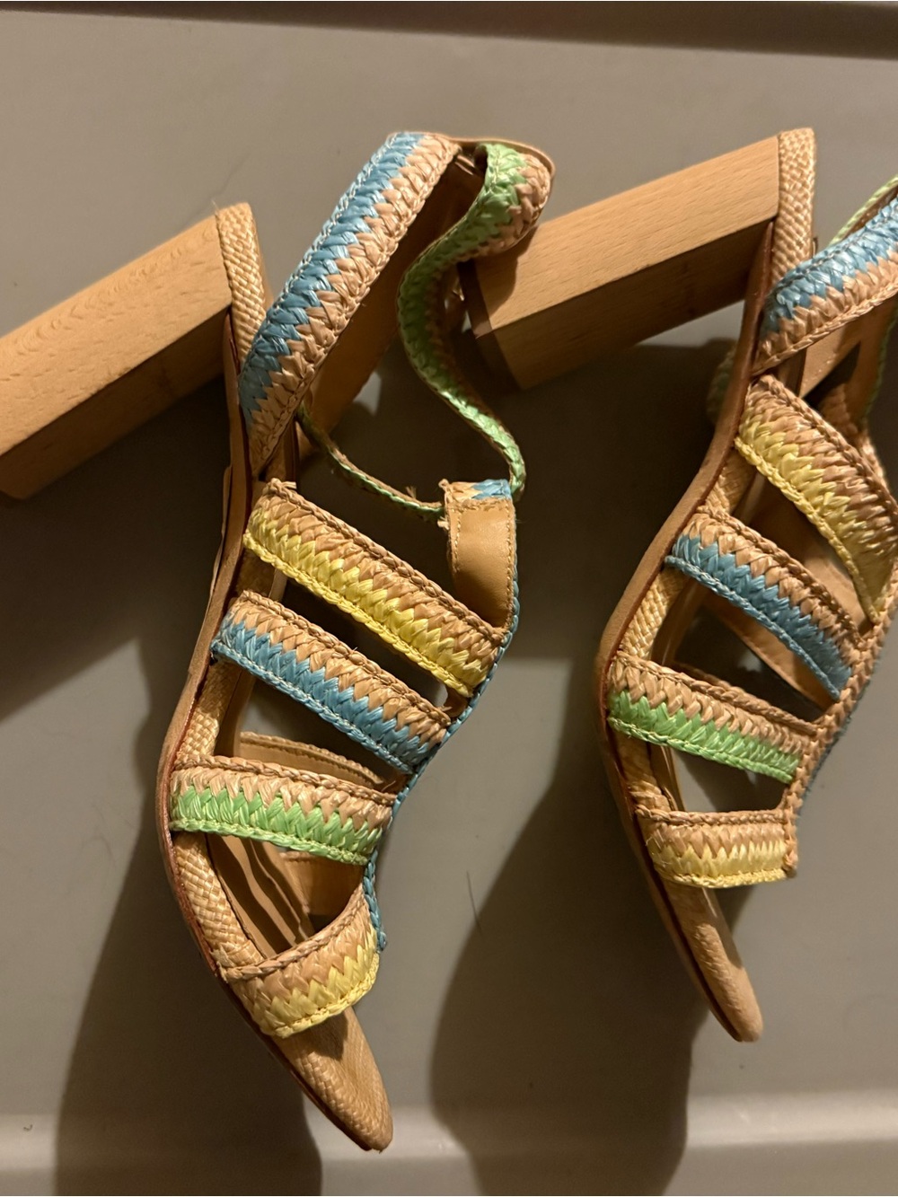 ANTONIO MELANI Multicolor Braided Block Heel Sandals